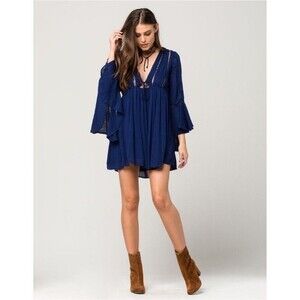 Free People Boho Romeo Bell Sleeve Mini Dress Size XS